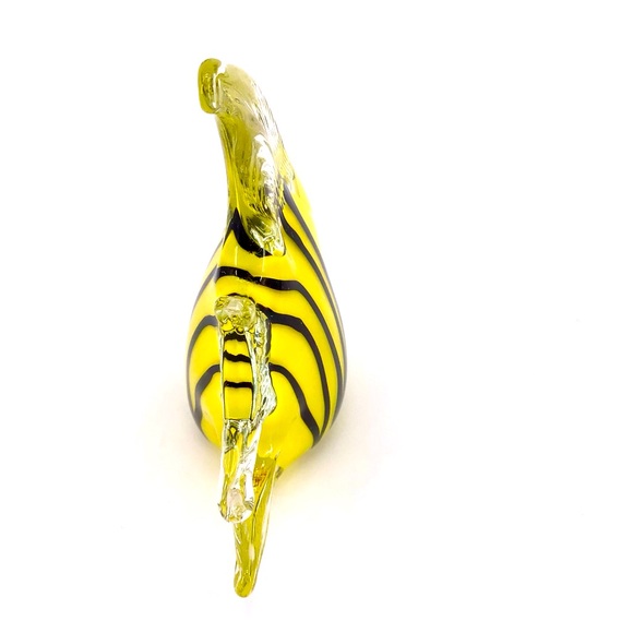 Yellow Striped Hand Blown Glass Angelfish Paperweight - Picture 10 of 10